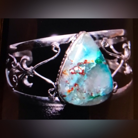 Quantum Quattro Stamped 925 Sterling Silver Cuff Bracelet